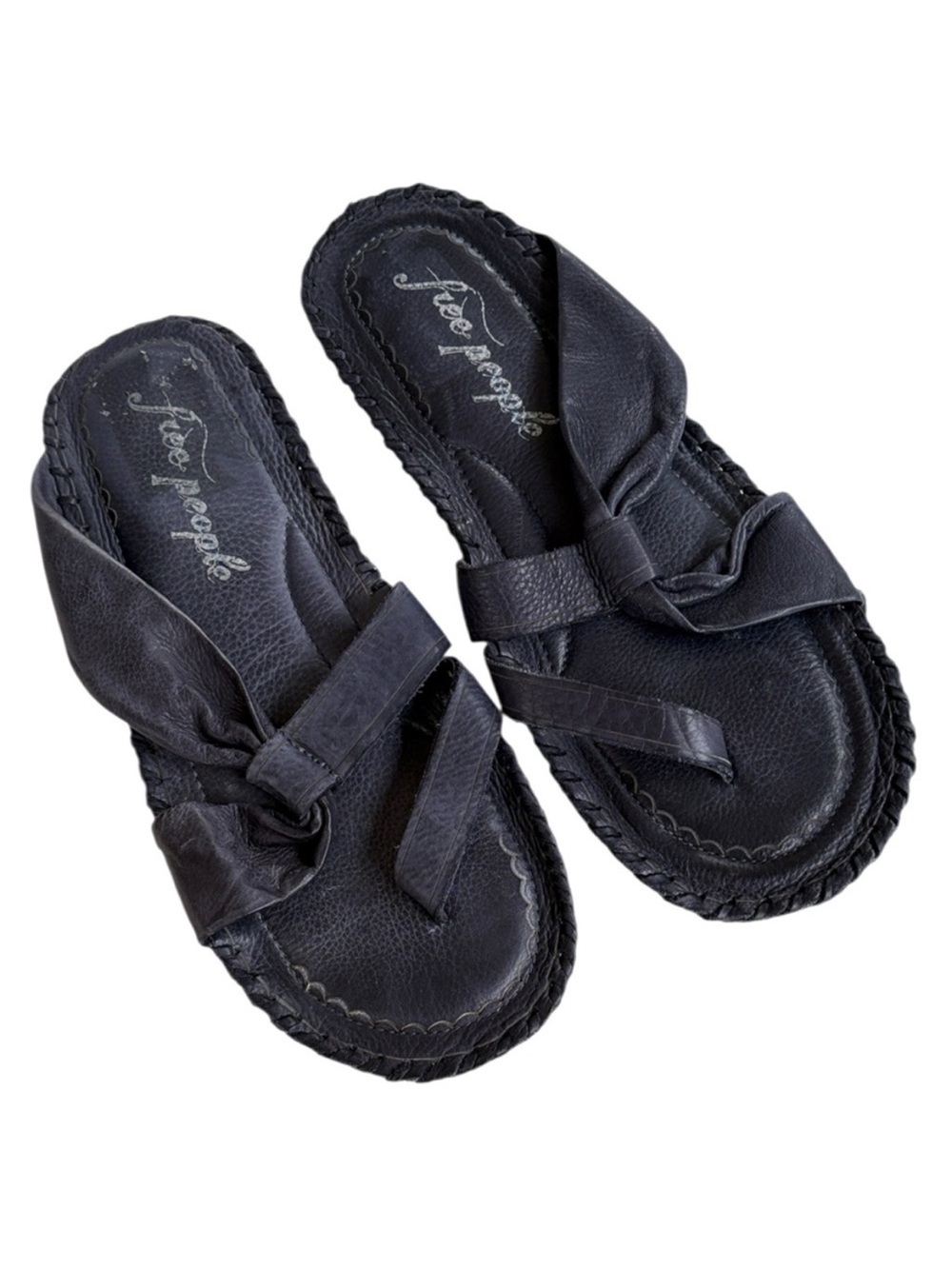 Free People Leather Bailey Slip-On
Sandals Navy Size 7.5